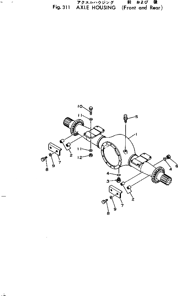 Схема запчастей Komatsu 540-1 - КОЖУХ МОСТА (ПЕРЕДН. И ЗАДН.)(№-) ПРИВОДВАЛ¤ ДИФФЕРЕНЦ. И КОЛЕСА