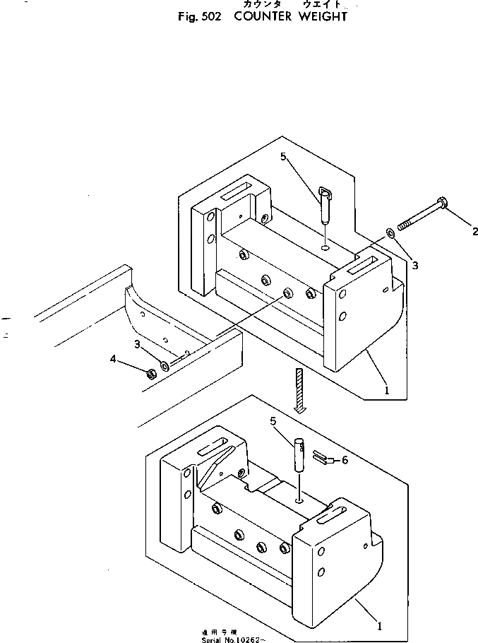 Схема запчастей Komatsu 540-1 - ПРОТИВОВЕС(№-) РАМА И ЧАСТИ КОРПУСА