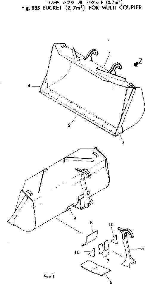 Схема запчастей Komatsu 540-1 - КОВШ¤ .7 M (ДЛЯ СОЕДИНИТ. УСТР-ВО)(№-) ОПЦИОННЫЕ КОМПОНЕНТЫ
