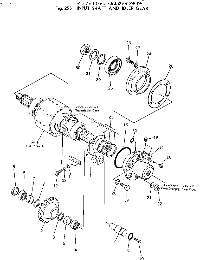 Схема запчастей Komatsu 540B-1 - ВХОДН. ВАЛ И ПРОМЕЖУТОЧНАЯ ШЕСТЕРНЯ(№-) ТРАНСМИССИЯ