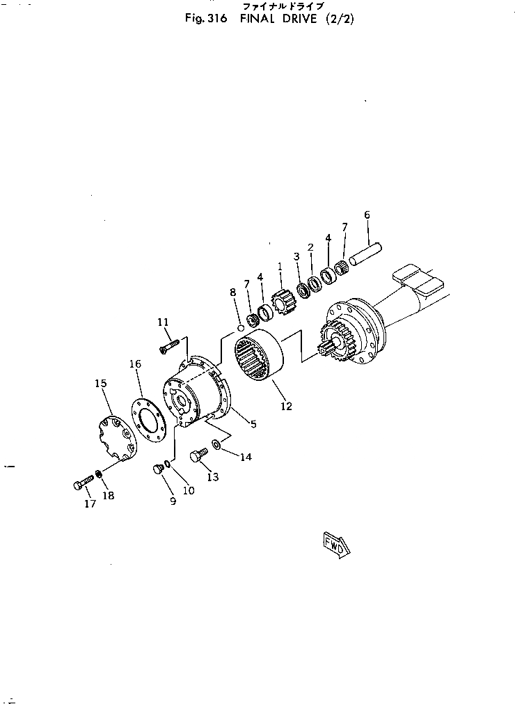 Схема запчастей Komatsu 540B-1 - КОНЕЧНАЯ ПЕРЕДАЧА (/)(№-) ПРИВОДВАЛ¤ ДИФФЕРЕНЦ. И КОЛЕСА