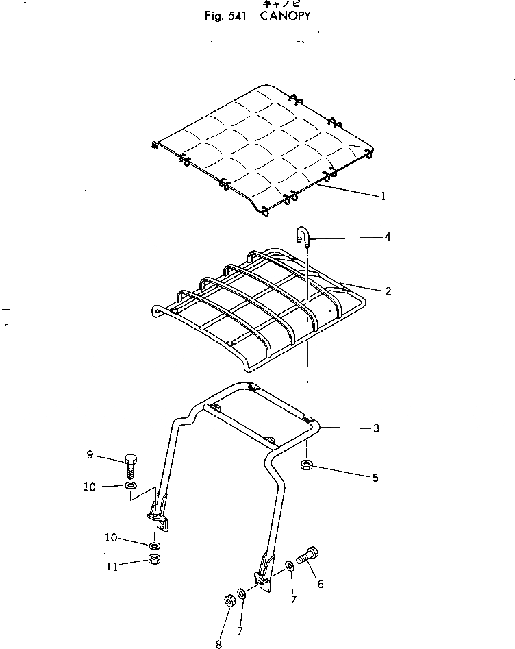 Схема запчастей Komatsu 540B-1 - НАВЕС(№-) РАМА И ЧАСТИ КОРПУСА