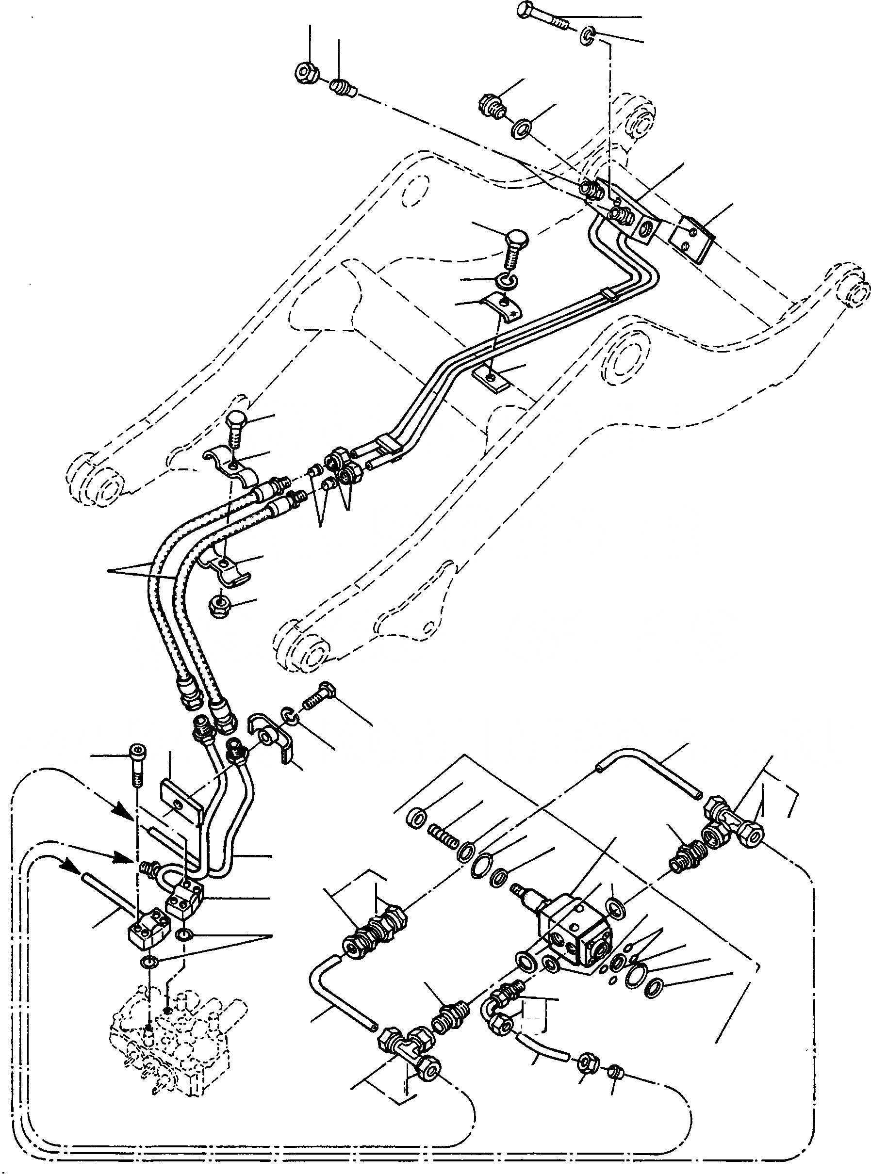 Схема запчастей Komatsu 55C - GRAB КОВШ, ТРУБЫS, ДЛЯ СТРЕЛЫ ОБОРУД-Е