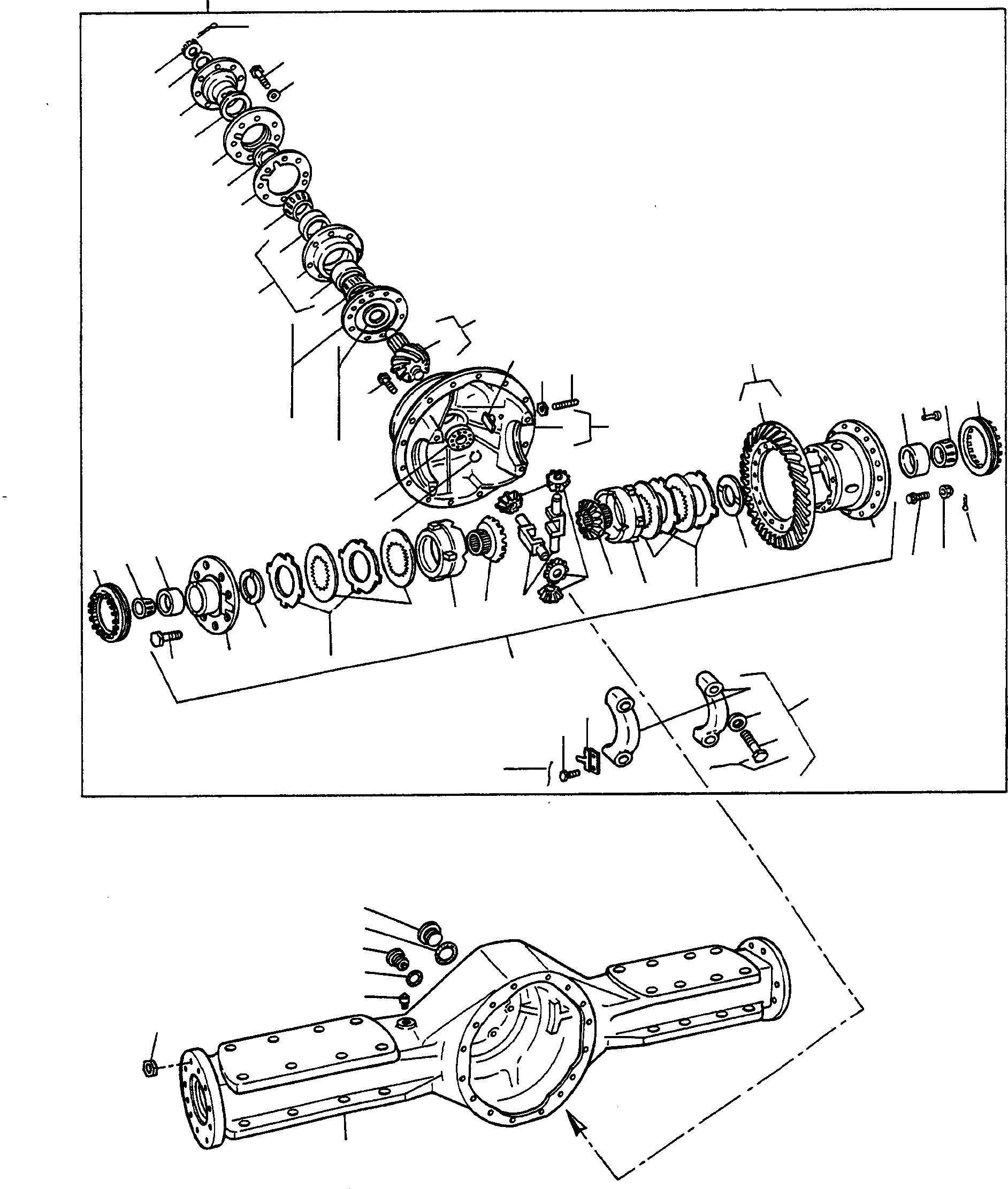 Схема запчастей Komatsu 55C - ЗАДН. МОСТ, МОСТ INSERT, ДИФФЕРЕНЦ. ЗАДН. МОСТ