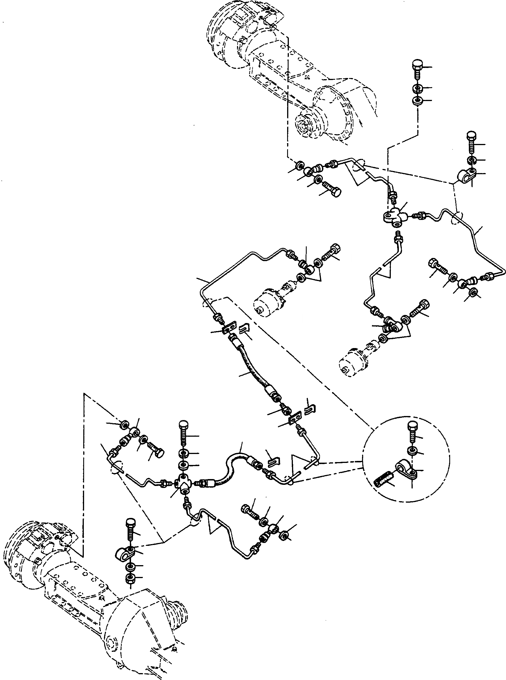 Схема запчастей Komatsu 55C - ТОРМОЗНАЯ ГИДРОЛИНИЯ ДЛЯ ПЕРЕДН. И ЗАДН. МОСТ СИСТЕМАУПРАВЛЕНИЯ ПОВОРОТОМ, ПЕРЕДНИЙ МОСТ, ТОРМОЗ. СИСТЕМА