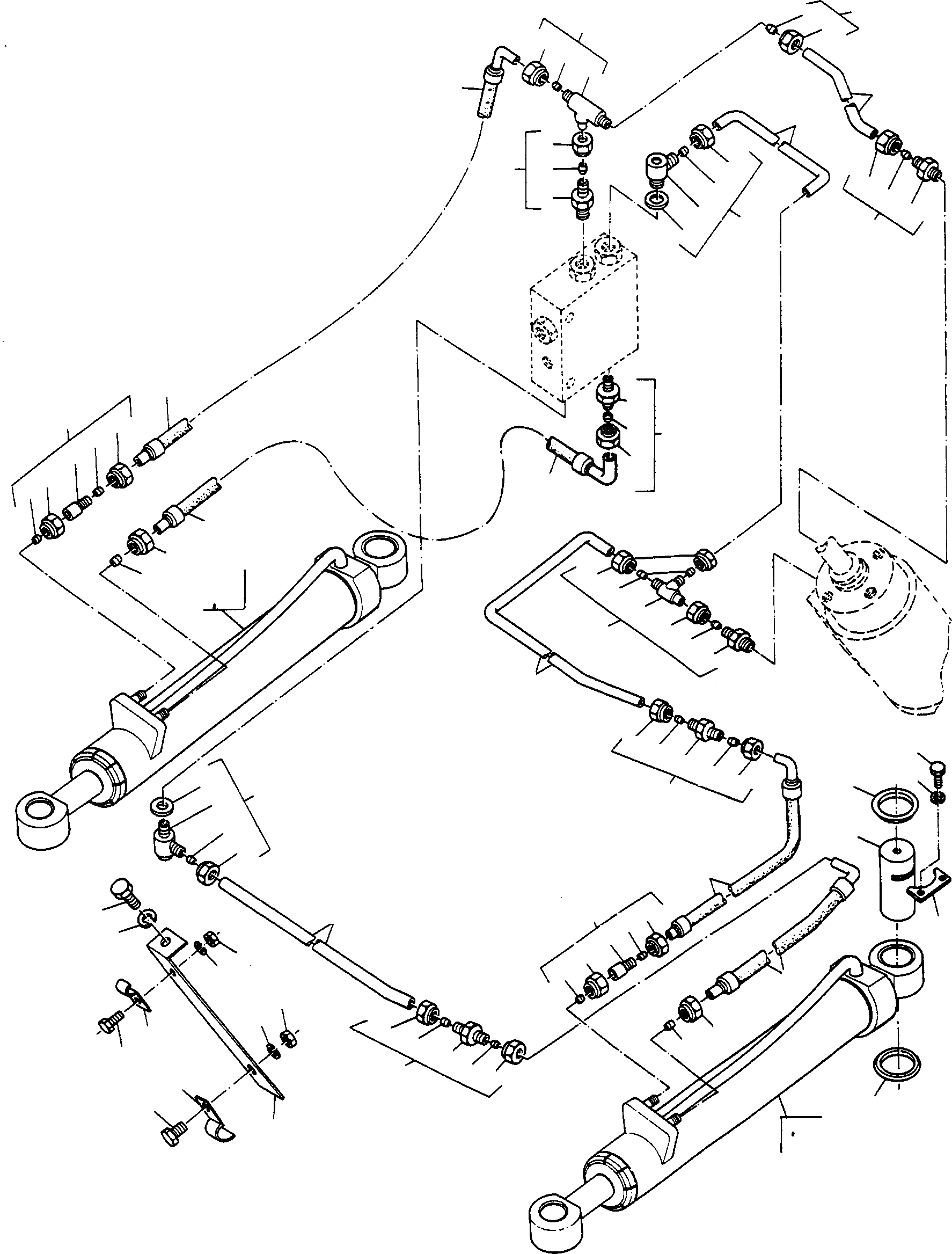 Схема запчастей Komatsu 55C - ЦИЛИНДР РУЛЕВ. УПР-Я И ТРУБЫS СИСТЕМАУПРАВЛЕНИЯ ПОВОРОТОМ, ПЕРЕДНИЙ МОСТ, ТОРМОЗ. СИСТЕМА