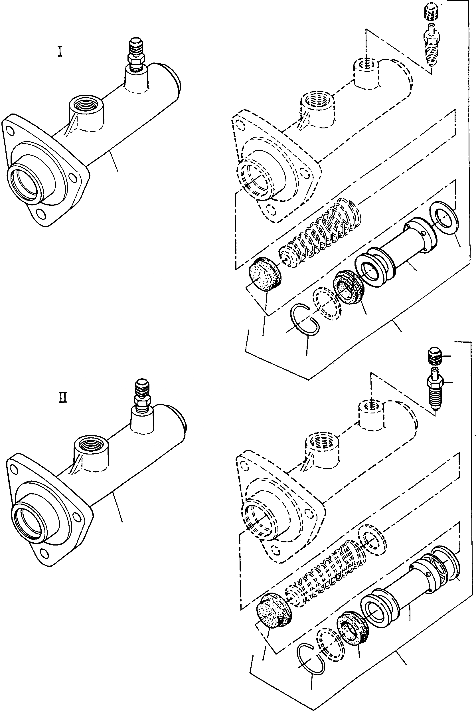 Схема запчастей Komatsu 55C - ОСНОВН. ТОРМОЗН. ЦИЛИНДР СИСТЕМАУПРАВЛЕНИЯ ПОВОРОТОМ, ПЕРЕДНИЙ МОСТ, ТОРМОЗ. СИСТЕМА