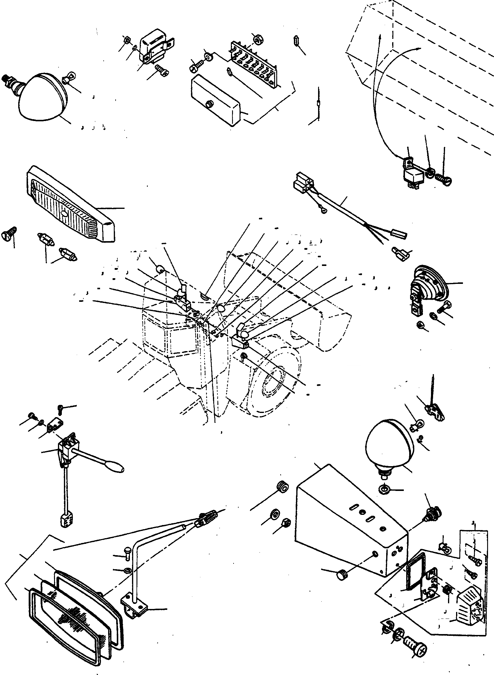 Схема запчастей Komatsu 55C - ЭЛЕКТРИЧ. СИСТЕМА, ПЕРЕДН. РАМА ДВИГАТЕЛЬ, АКСЕССУАРЫ И ЭЛЕКТРИЧ. СИСТЕМА