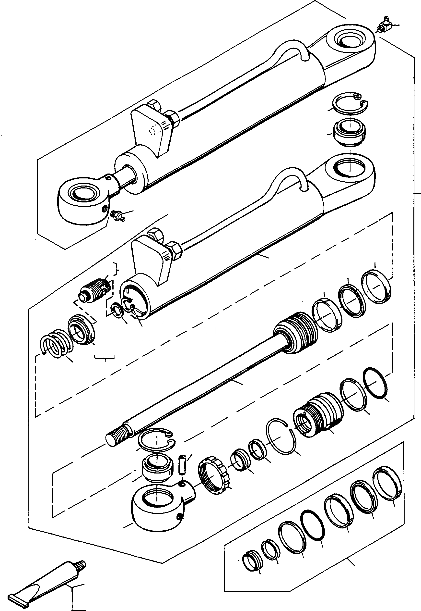 Схема запчастей Komatsu 55C - ЦИЛИНДР РУЛЕВ. УПР-Я СИСТЕМАУПРАВЛЕНИЯ ПОВОРОТОМ, ПЕРЕДНИЙ МОСТ, ТОРМОЗ. СИСТЕМА
