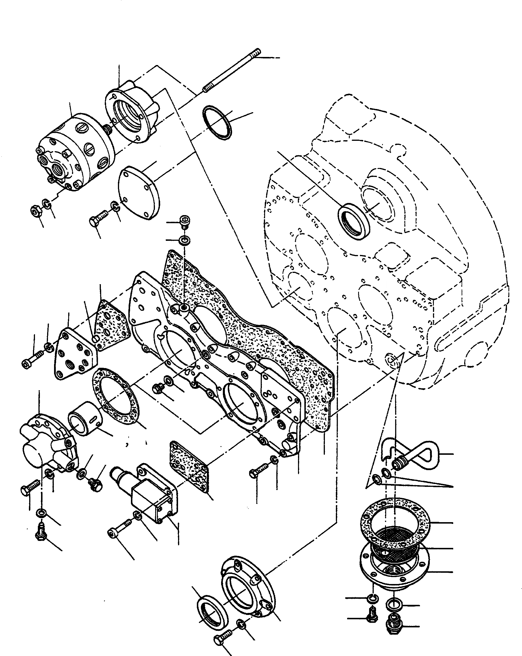 Схема запчастей Komatsu 55C - POWERSHIFT ТРАНСМИССИЯ ЭКСТРЕНН. НАСОС РУЛЕВ. УПРАВЛ-Я И ТРУБЫS