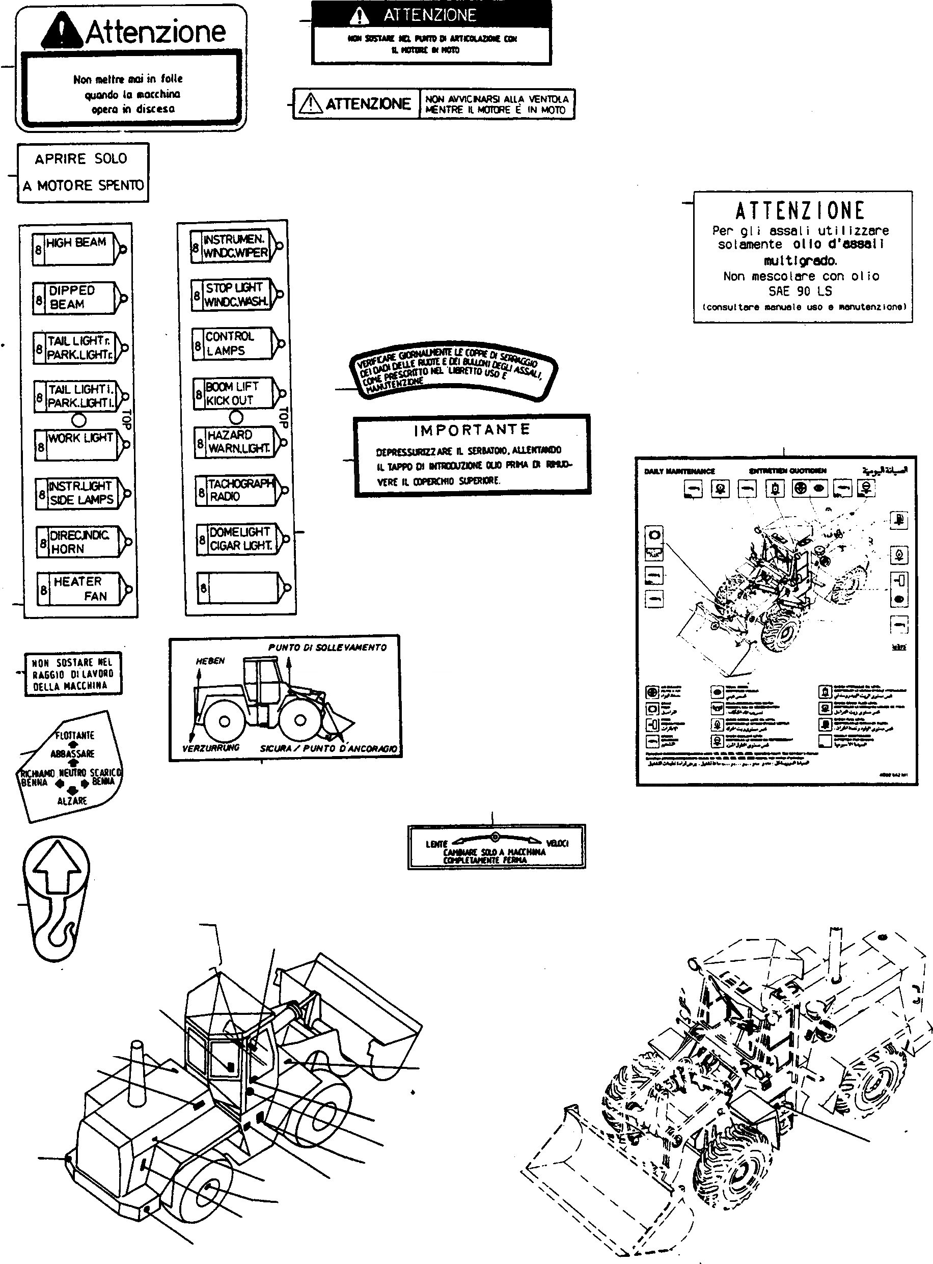 Схема запчастей Komatsu 55C - ТАБЛИЧКИS, ИТАЛИЯ ШАССИ И SUPERSTRUCTURE
