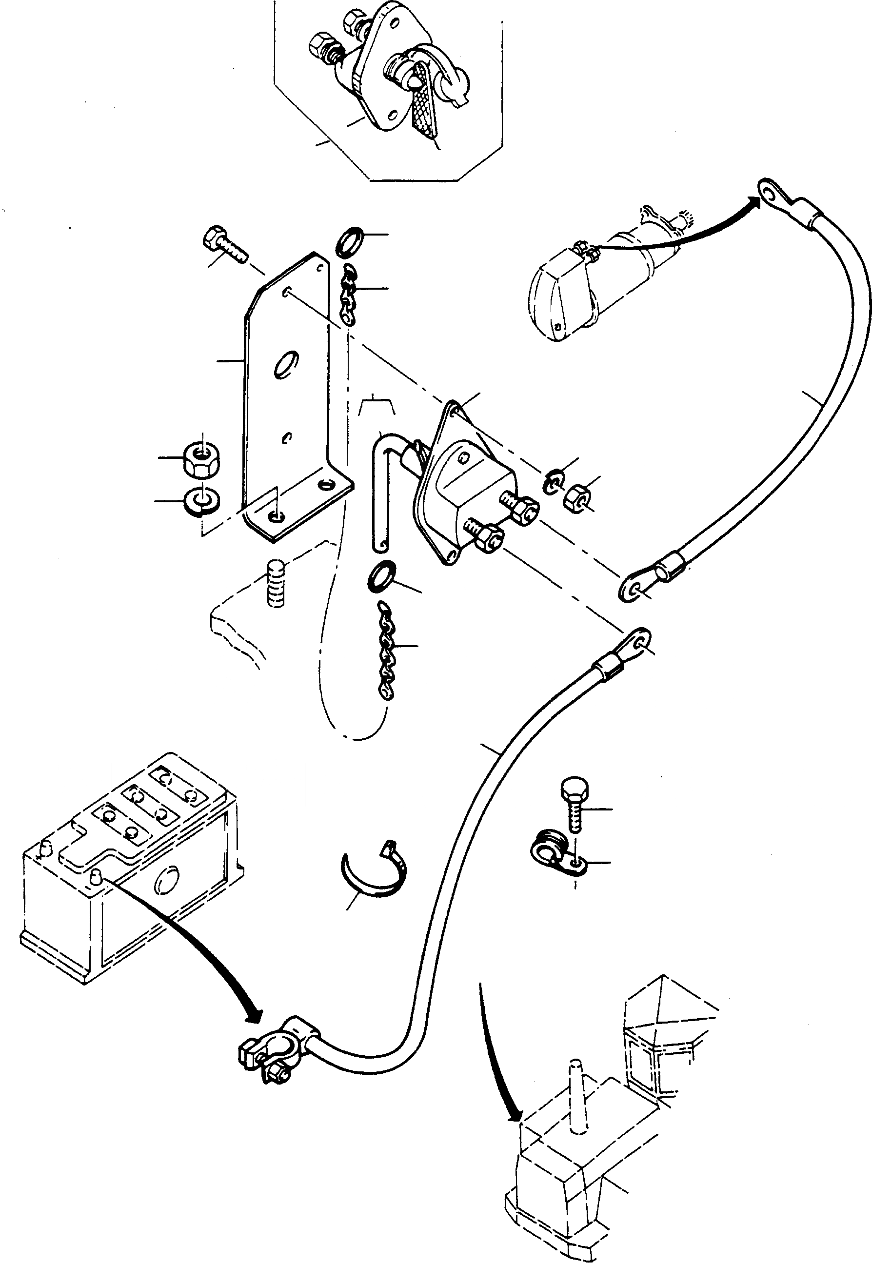 Схема запчастей Komatsu 55C - АККУМУЛЯТОР ОСНОВН. ПЕРЕКЛЮЧАТЕЛЬ ДВИГАТЕЛЬ, АКСЕССУАРЫ И ЭЛЕКТРИЧ. СИСТЕМА