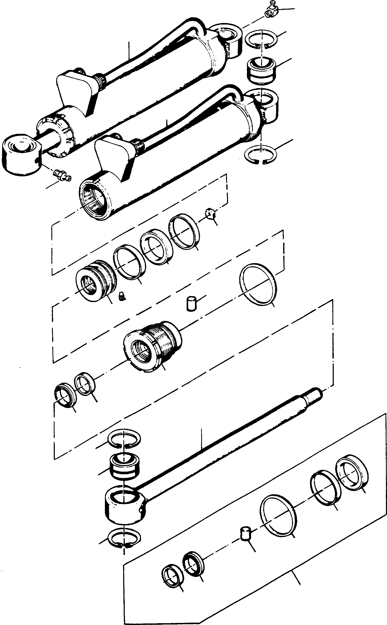 Схема запчастей Komatsu 55C - ЦИЛИНДР РУЛЕВ. УПР-Я СИСТЕМАУПРАВЛЕНИЯ ПОВОРОТОМ, ПЕРЕДНИЙ МОСТ, ТОРМОЗ. СИСТЕМА
