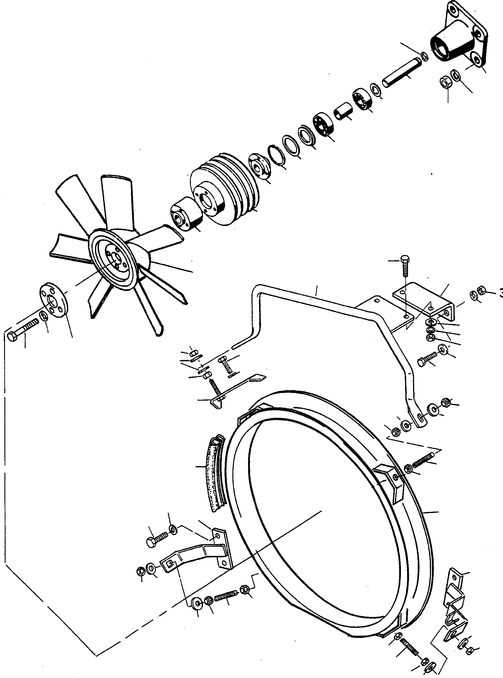Схема запчастей Komatsu 55C - ВЕНТИЛЯТОР, НАТЯЖИТЕЛЬ РЕМНЯ ДВИГАТЕЛЬ, АКСЕССУАРЫ И ЭЛЕКТРИЧ. СИСТЕМА