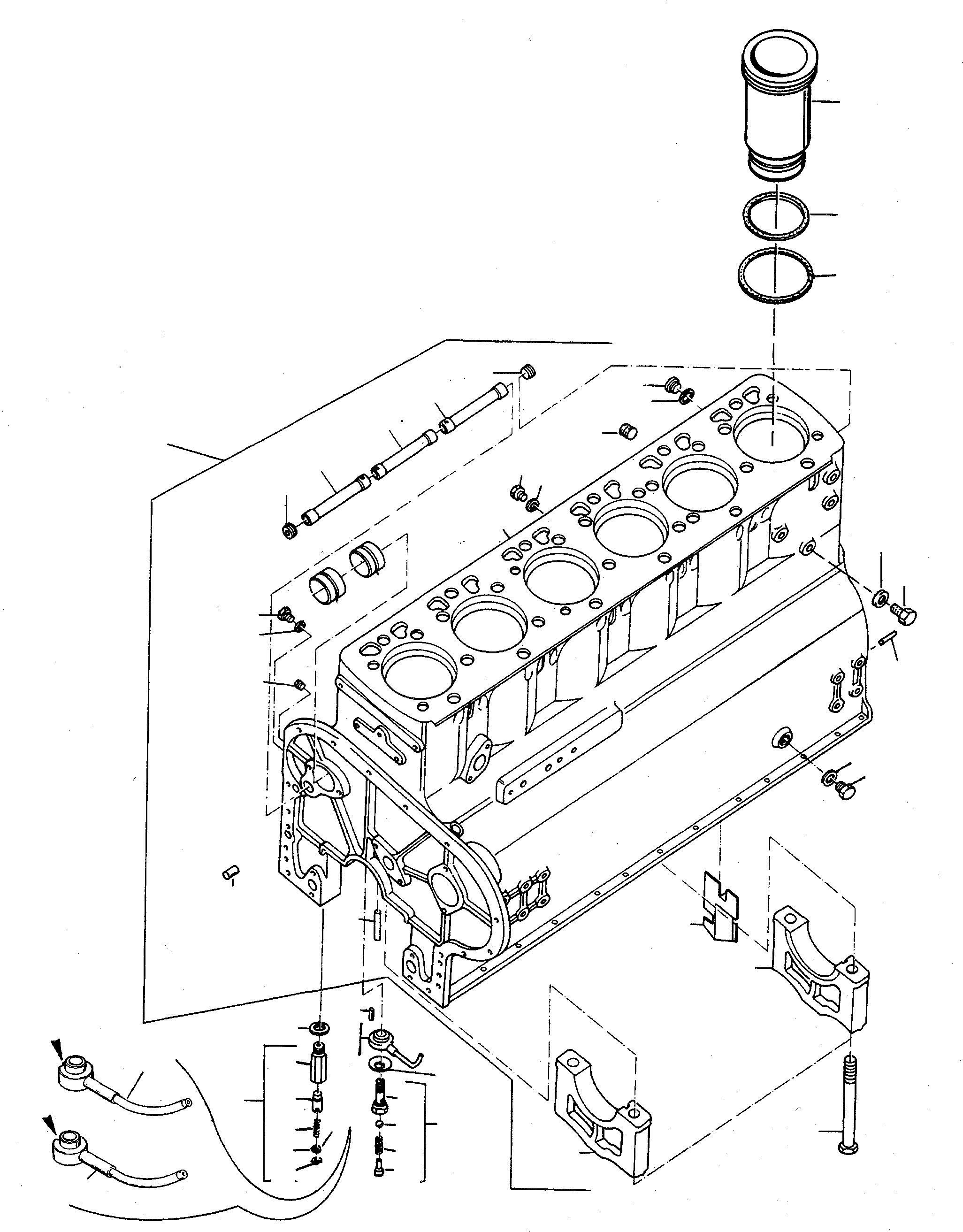 Схема запчастей Komatsu 60E - БЛОК ЦИЛИНДРОВ И ATTACHING ЧАСТИ ДВИГАТЕЛЬ, АКСЕССУАРЫ И ЭЛЕКТРИЧ. СИСТЕМА