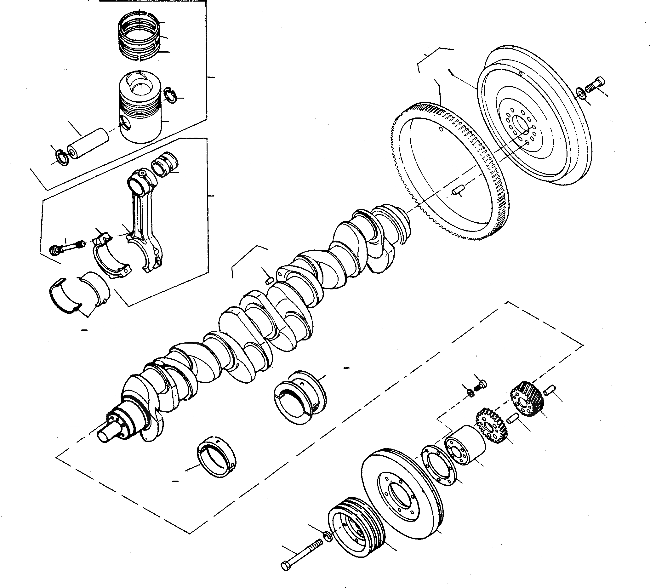 Схема запчастей Komatsu 60E - CRANK ASSEMBLY ДВИГАТЕЛЬ, АКСЕССУАРЫ И ЭЛЕКТРИЧ. СИСТЕМА