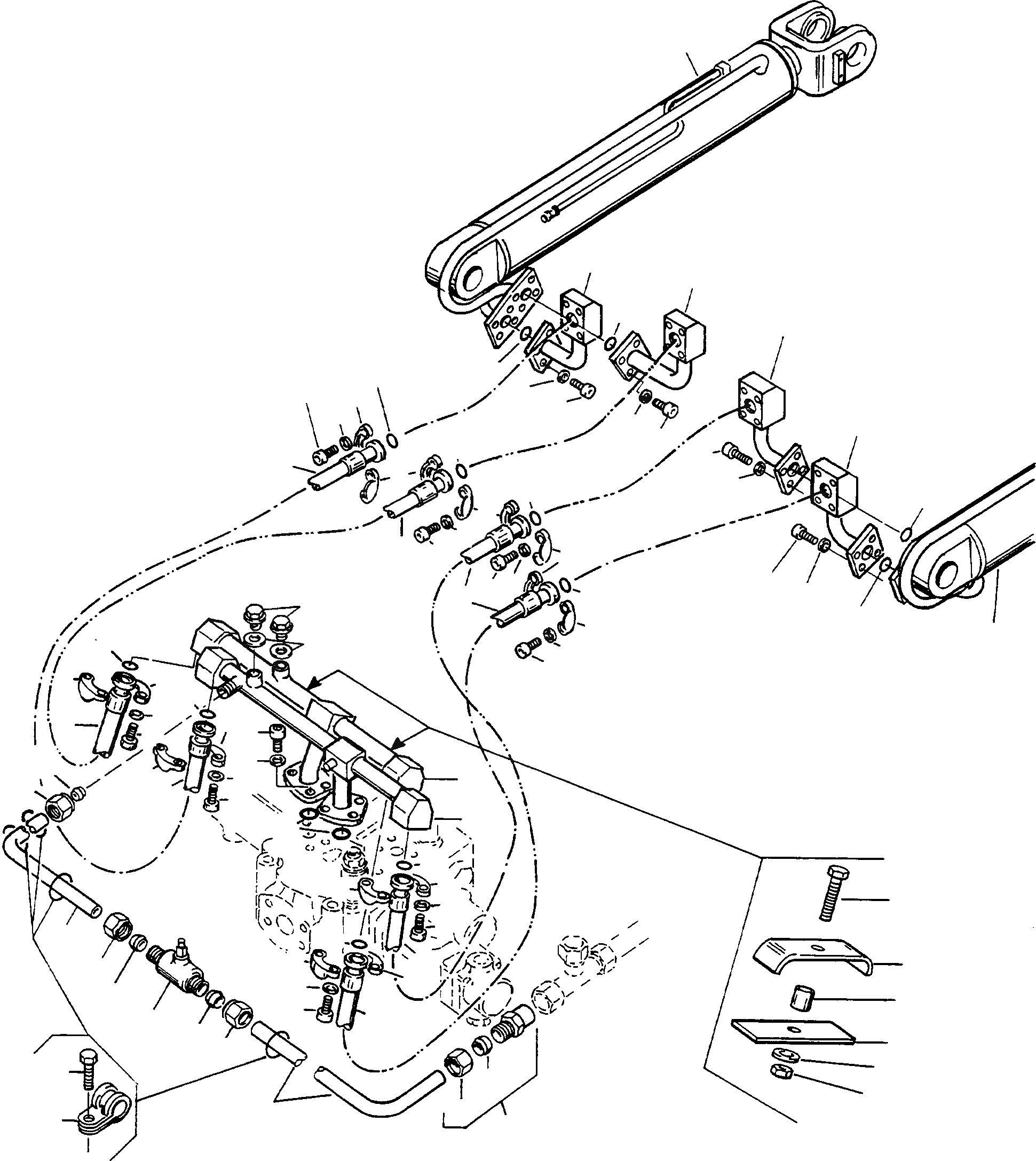 Схема запчастей Komatsu 60E - ГИДРОЦИЛИНДР ПОДЪЕМА И ТРУБЫS ГИДРАВЛИКА