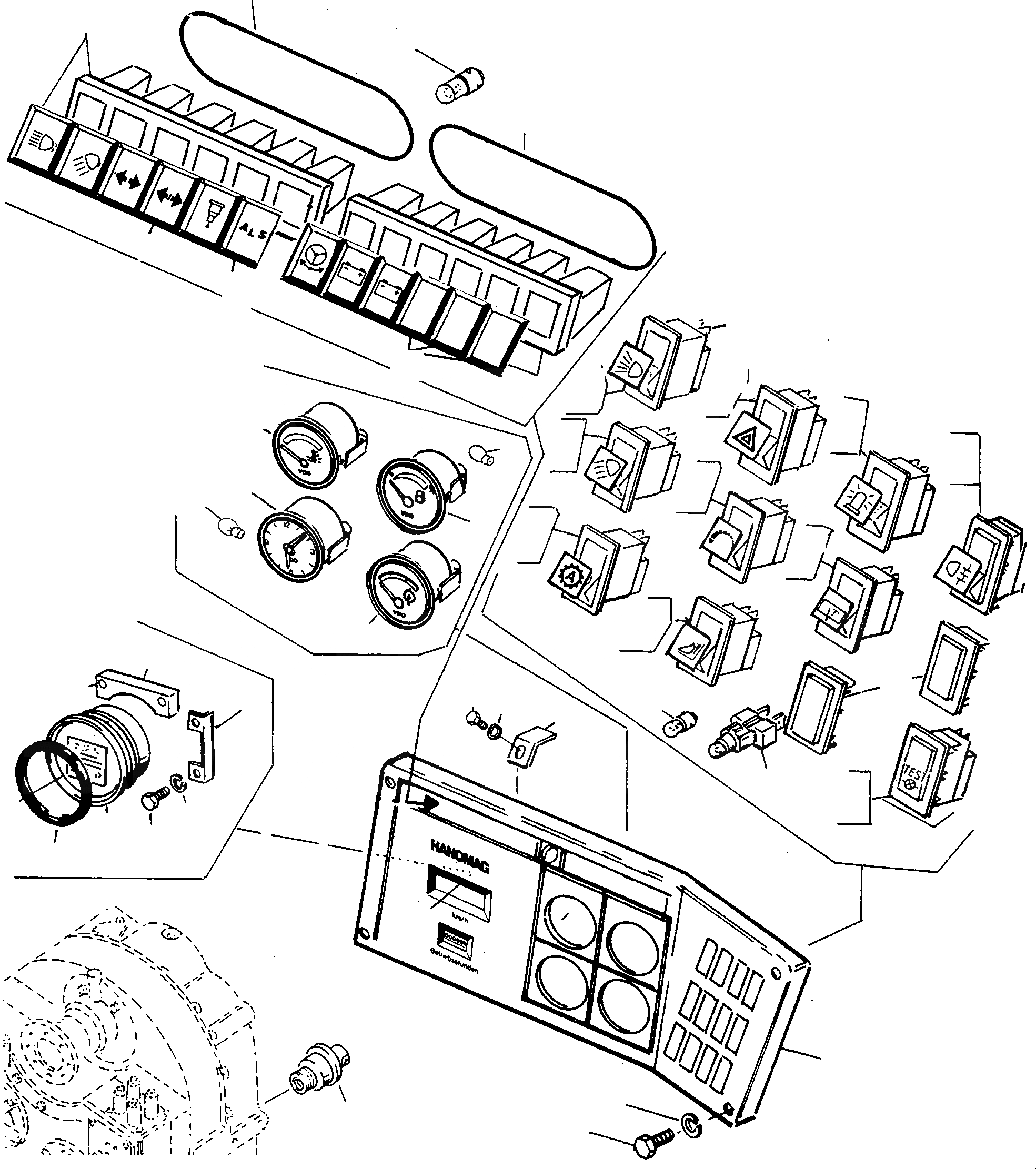 Схема запчастей Komatsu 60E - ПАНЕЛЬ ПРИБОРОВ И INSTRUMENTS ДВИГАТЕЛЬ, АКСЕССУАРЫ И ЭЛЕКТРИЧ. СИСТЕМА