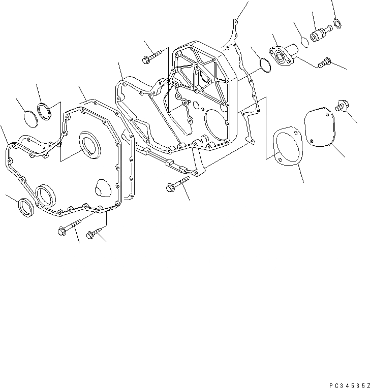 Схема запчастей Komatsu 6D102-1-Z - ПЕРЕДН. COVER ДВИГАТЕЛЬ