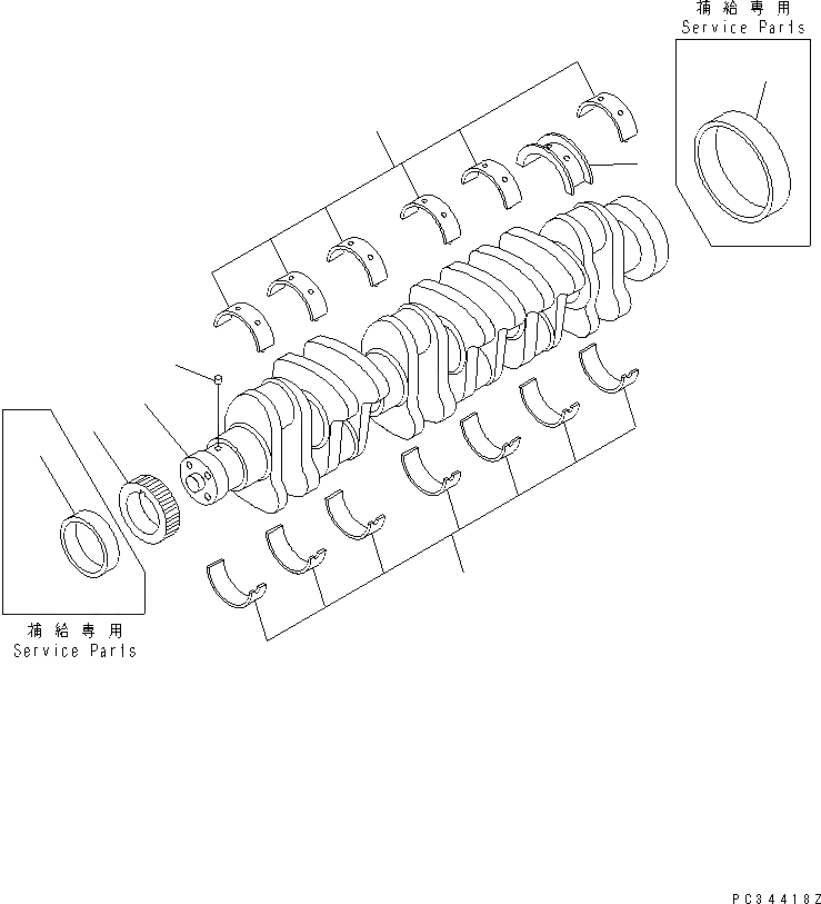 Схема запчастей Komatsu 6D102-1-Z - КОЛЕНВАЛ ДВИГАТЕЛЬ