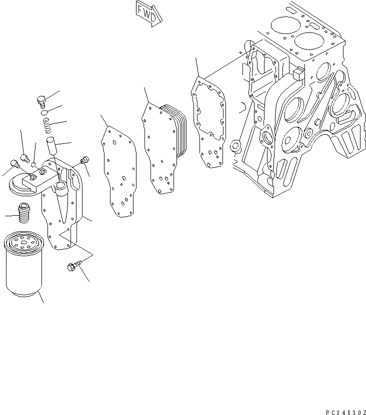 Схема запчастей Komatsu 6D102-1-Z - МАСЛ. ФИЛЬТР И МАСЛООХЛАДИТЕЛЬ ДВИГАТЕЛЬ