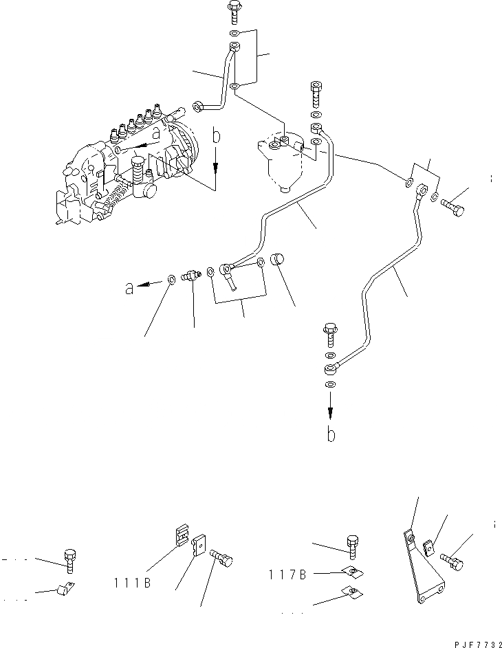 Схема запчастей Komatsu 6BG1-1-T - ТОПЛ. НАСОС И ТРУБЫ(№797-) ДВИГАТЕЛЬ