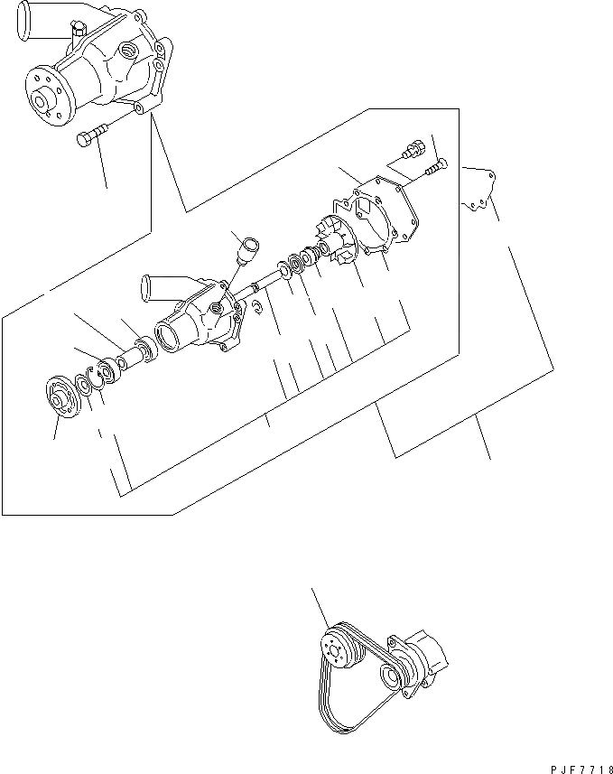 Схема запчастей Komatsu 6BG1-1-FA - ВОДЯНАЯ ПОМПА И ШКИВ ДВИГАТЕЛЬ