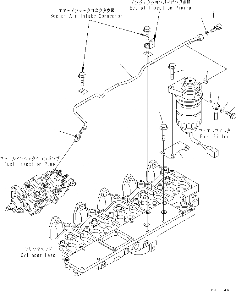 Схема запчастей Komatsu 6D102E-1F-C1 - ТОПЛИВН. ФИЛЬТР. КРЕПЛЕНИЕ(№7-) ДВИГАТЕЛЬ