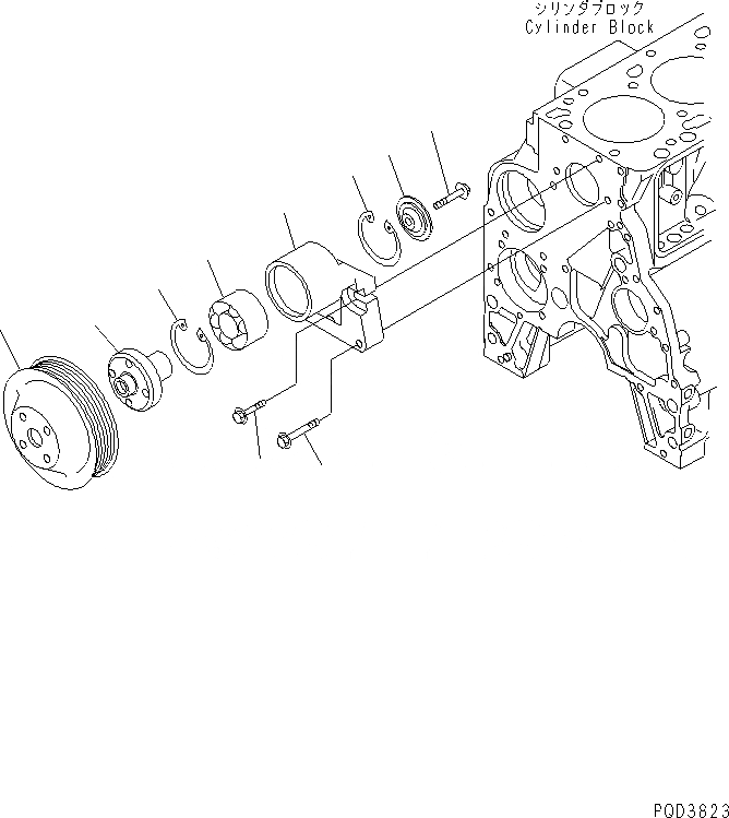 Схема запчастей Komatsu 6D102E-1F-D1 - ПРИВОД ВЕНТИЛЯТОРА ШКИВ(№9-8) ДВИГАТЕЛЬ