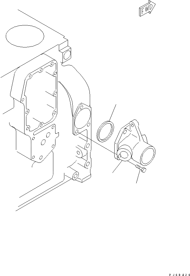 Схема запчастей Komatsu 6D102E-1F - ВОДН. СОЕДИН-Е ДВИГАТЕЛЬ