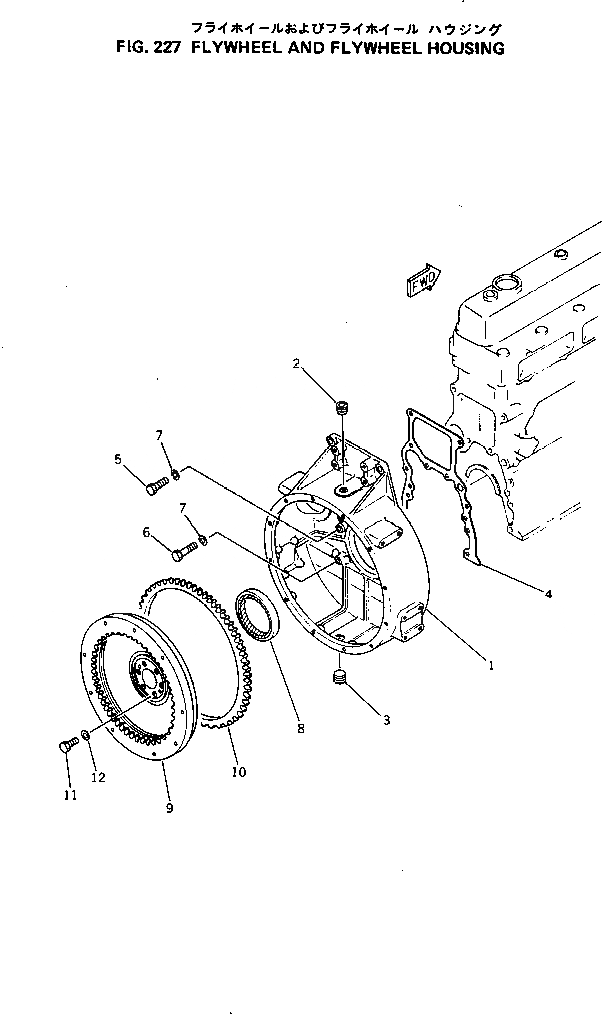 Схема запчастей Komatsu 6D105-1P - МАХОВИК И КАРТЕР МАХОВИКА БЛОК ЦИЛИНДРОВ