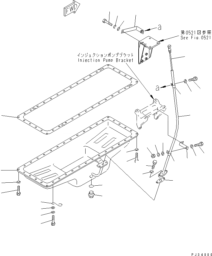 Схема запчастей Komatsu 6D105-1CC-P - МАСЛЯНЫЙ ПОДДОН(№98-7) БЛОК ЦИЛИНДРОВ