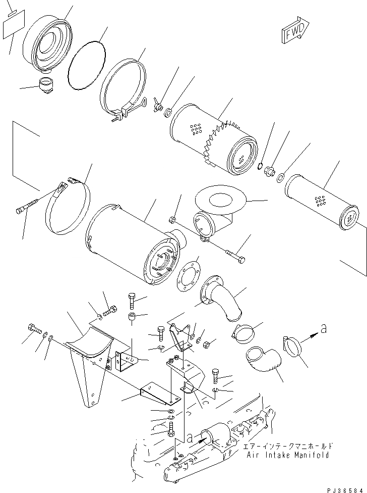 Схема запчастей Komatsu 6D105-1Z - ВОЗДУХООЧИСТИТЕЛЬ И КРЕПЛЕНИЕ ГОЛОВКА ЦИЛИНДРОВ