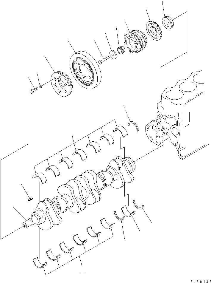 Схема запчастей Komatsu 6D105-1Z - КОЛЕНВАЛ (С КОНДИЦИОНЕРОМ) БЛОК ЦИЛИНДРОВ