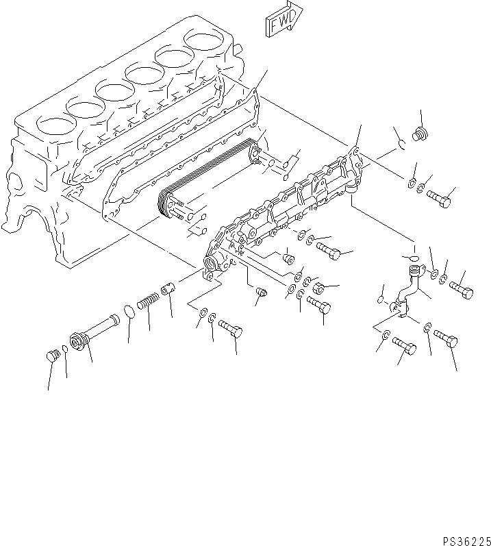 Схема запчастей Komatsu 6D105-1M-PF - СИСТЕМА СМАЗКИ МАСЛООХЛАДИТЕЛЬ(№9-9999) СИСТЕМА СМАЗКИ МАСЛ. СИСТЕМА