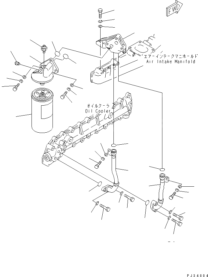 Схема запчастей Komatsu 6D105-1CC-A - МАСЛ. ФИЛЬТР И ТРУБЫ(№98-7) СИСТЕМА СМАЗКИ МАСЛ. СИСТЕМА