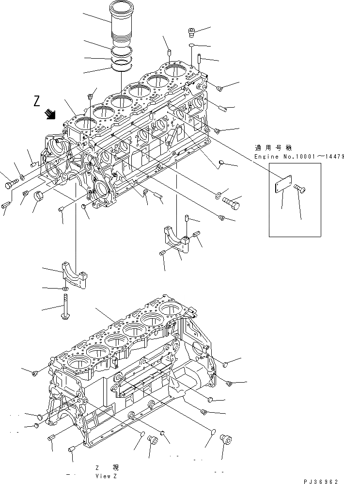 Схема запчастей Komatsu 6D125-1B-PL - БЛОК ЦИЛИНДРОВ БЛОК ЦИЛИНДРОВ