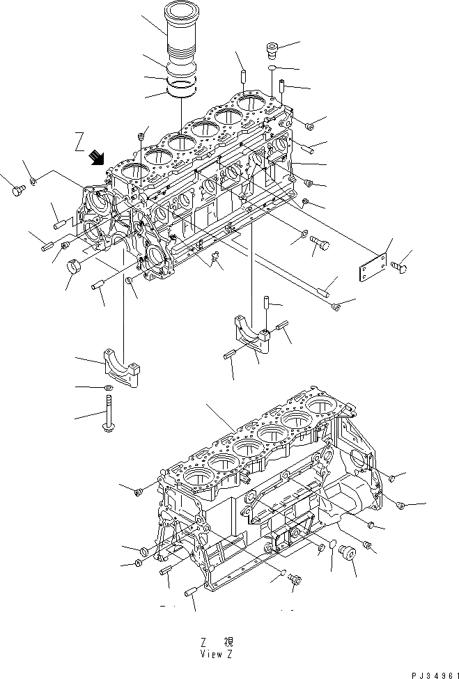 Схема запчастей Komatsu 6D125-1TT - БЛОК ЦИЛИНДРОВ БЛОК ЦИЛИНДРОВ