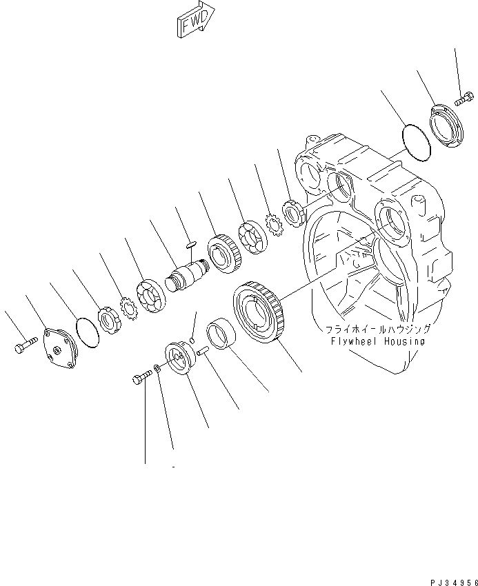 Схема запчастей Komatsu 6D125-1TT - МЕХ-М ОТБОРА МОЩНОСТИ (/) БЛОК ЦИЛИНДРОВ
