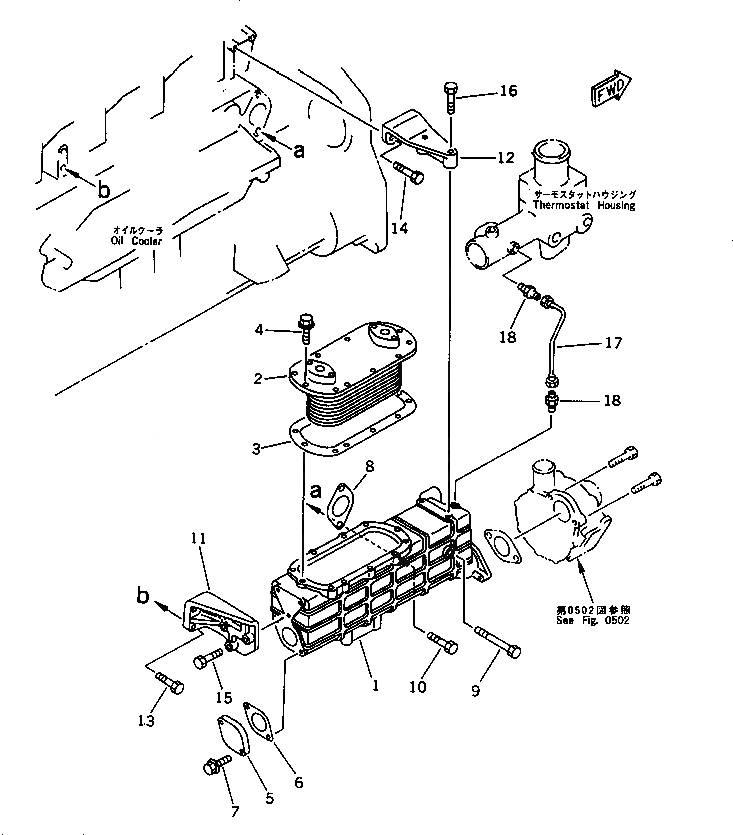 Схема запчастей Komatsu 6D125-1ZZ - РУЛЕВ. УПРАВЛЕНИЕ МАСЛООХЛАДИТЕЛЬ СИСТЕМА СМАЗКИ МАСЛ. СИСТЕМА