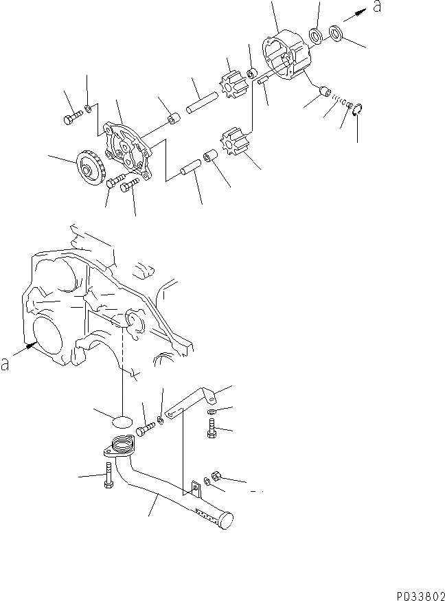 Схема запчастей Komatsu 6D125-1AB - СМАЗЫВ. НАСОС И ВСАСЫВ. PIPE(№-) СИСТЕМА СМАЗКИ МАСЛ. СИСТЕМА