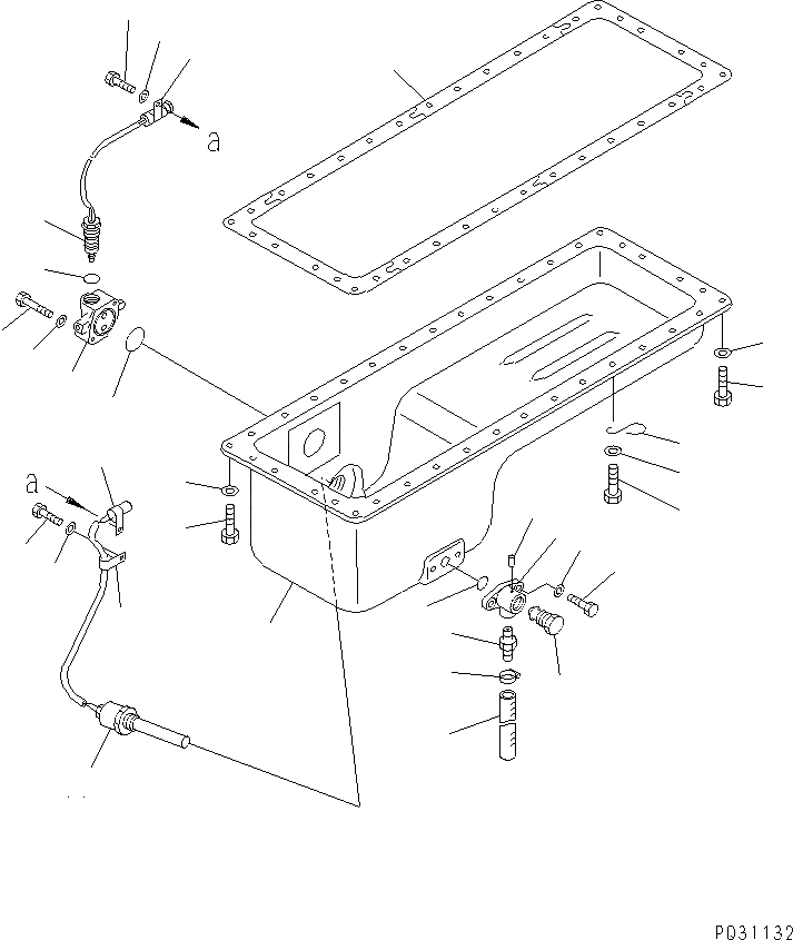 Схема запчастей Komatsu 6D125-1Y - МАСЛЯНЫЙ ПОДДОН (С ОБОГРЕВ-ЛЕМ) БЛОК ЦИЛИНДРОВ