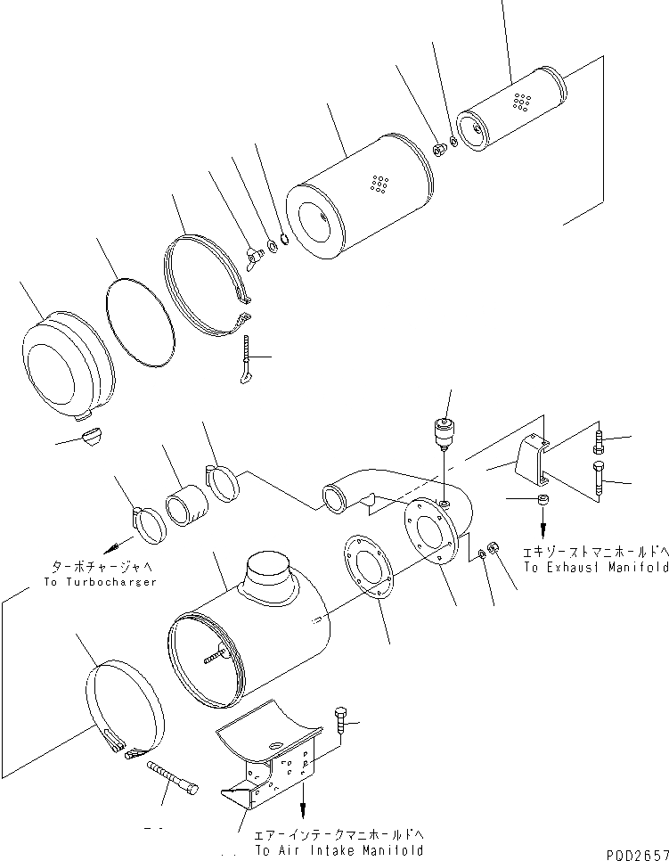 Схема запчастей Komatsu 6D125-1AB-N - ВОЗДУХООЧИСТИТЕЛЬ (СПЕЦ-Я ДЛЯ БОЛЬШИХ ВЫСОТ.) ДВИГАТЕЛЬ