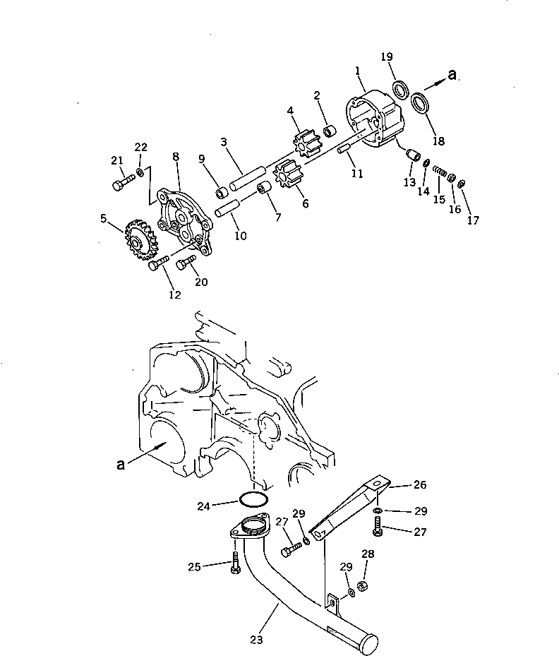 Схема запчастей Komatsu 6D125-1XX-B - СМАЗЫВ. НАСОС И ВСАСЫВ. PIPE СИСТЕМА СМАЗКИ МАСЛ. СИСТЕМА