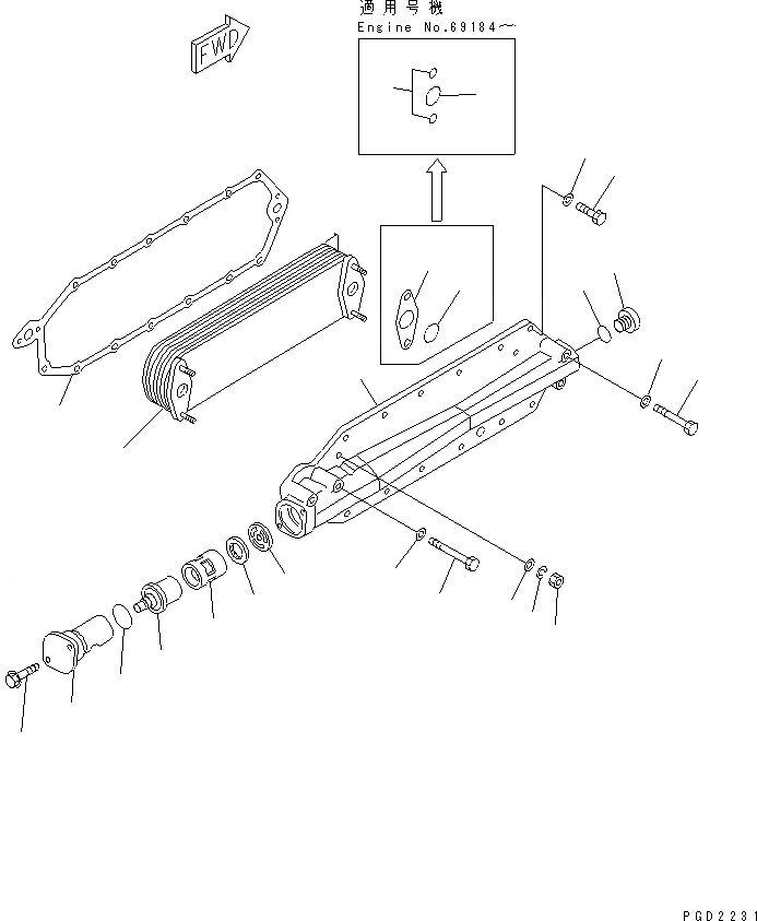 Схема запчастей Komatsu 6D125-1AM-EA - МАСЛООХЛАДИТЕЛЬ (7-ЭЛЕМЕНТН.)(№97-) ДВИГАТЕЛЬ