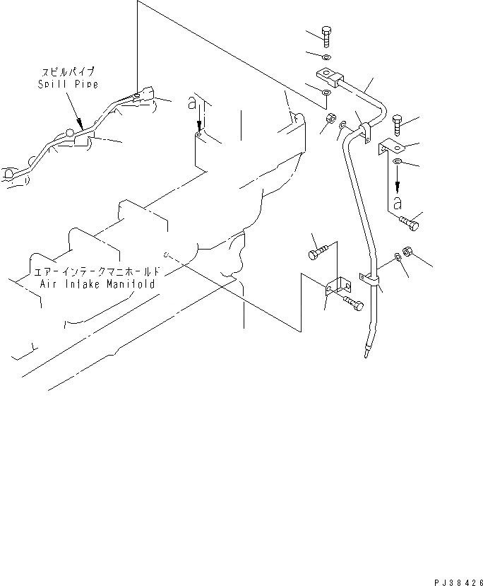 Схема запчастей Komatsu 6D125-1AM-EA - ВОЗВРАТ ТОПЛИВА(№97-) ДВИГАТЕЛЬ