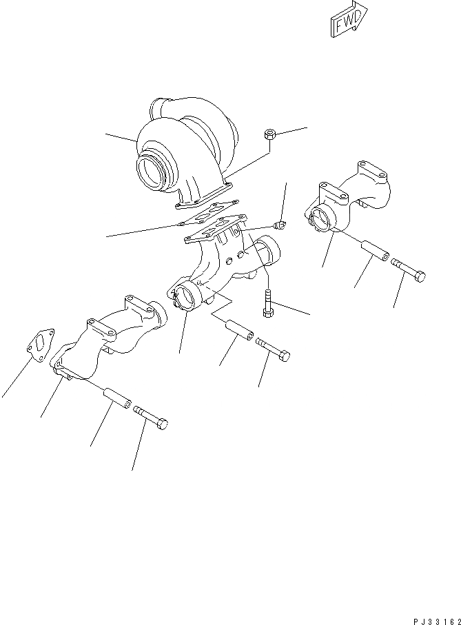 Схема запчастей Komatsu 6D125-1L-EW - ВЫПУСКНОЙ КОЛЛЕКТОР И ТУРБОНАГНЕТАТЕЛЬ (С ТУРБОНАГНЕТАТЕЛЬ) ДВИГАТЕЛЬ