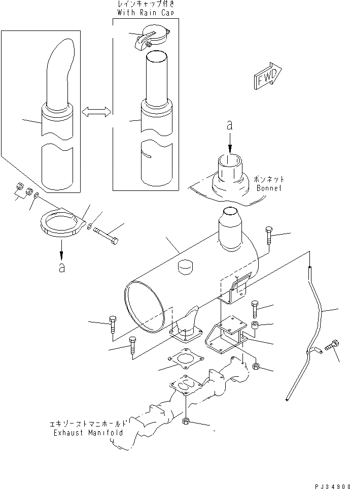 Схема запчастей Komatsu 6D125-1L-EW - ГЛУШИТЕЛЬ ДВИГАТЕЛЬ