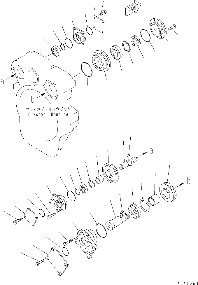 Схема запчастей Komatsu 6D125-1L-EW - МЕХ-М ОТБОРА МОЩНОСТИ (/) ДВИГАТЕЛЬ