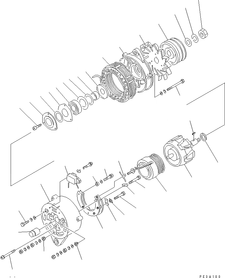 Схема запчастей Komatsu 6D125-1L-EW - ГЕНЕРАТОР (A) (ВНУТР. ЧАСТИ) (ЗАПЫЛЕНН СПЕЦ-Я.)(№8-) ДВИГАТЕЛЬ